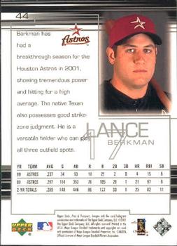 2001 Upper Deck Pros & Prospects #44 Lance Berkman Back