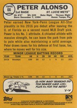 2017 Topps Heritage Minor League #66 Peter Alonso Back
