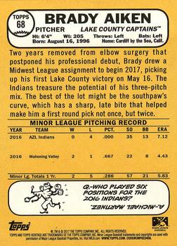 2017 Topps Heritage Minor League #68 Brady Aiken Back