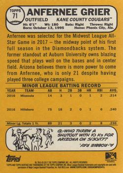2017 Topps Heritage Minor League #71 Anfernee Grier Back