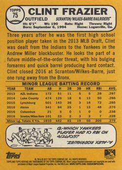 2017 Topps Heritage Minor League #75a Clint Frazier Back
