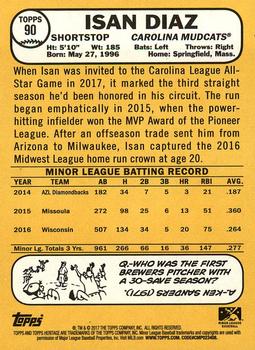 2017 Topps Heritage Minor League #90 Isan Diaz Back