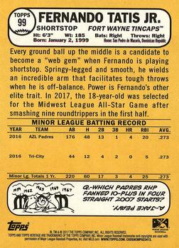 2017 Topps Heritage Minor League #99 Fernando Tatis Jr. Back
