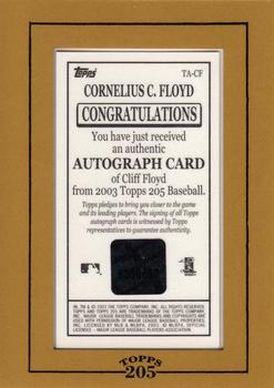 2003 Topps 205 - Autographs #TA-CF Cliff Floyd Back