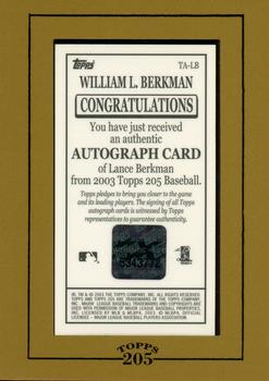 2003 Topps 205 - Autographs #TA-LB Lance Berkman Back