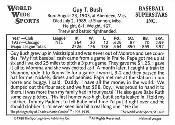 1988 Conlon World Wide Sports National All-Stars #NNO Guy Bush Back