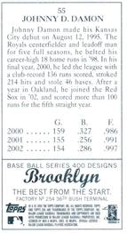 2003 Topps 205 - Brooklyn #55 Johnny Damon Back