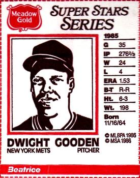 1986 Meadow Gold Milk Carton Sketches #NNO Dwight Gooden Front