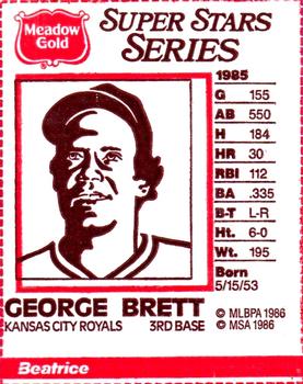 1986 Meadow Gold Milk Carton Sketches #NNO George Brett Front