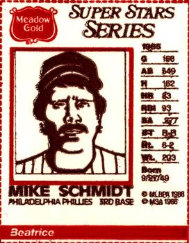 1986 Meadow Gold Milk Carton Sketches #NNO Mike Schmidt Front