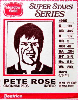 1986 Meadow Gold Milk Carton Sketches #NNO Pete Rose Front