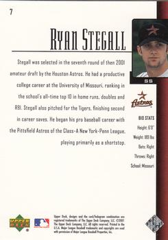 2001 Upper Deck Prospect Premieres #7 Ryan Stegall Back