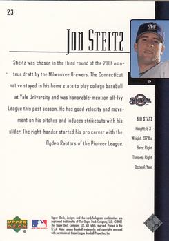 2001 Upper Deck Prospect Premieres #23 Jon Steitz Back