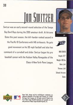 2001 Upper Deck Prospect Premieres #30 Jon Switzer Back