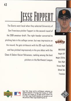 2001 Upper Deck Prospect Premieres #43 Jesse Foppert Back