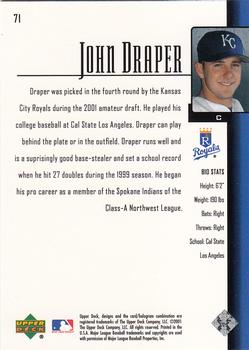 2001 Upper Deck Prospect Premieres #71 John Draper Back