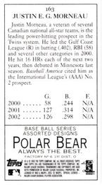 2003 Topps 205 - Polar Bear #163 Justin Morneau Back