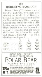2003 Topps 205 - Polar Bear #188 Robby Hammock Back