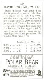 2003 Topps 205 - Polar Bear #307 David Wells Back