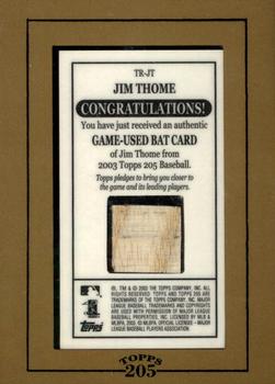 2003 Topps 205 - Relics #TR-JT Jim Thome Back
