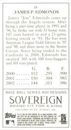 2003 Topps 205 - Sovereign #11 Jim Edmonds Back