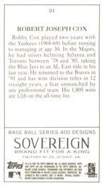2003 Topps 205 - Sovereign #21 Bobby Cox Back