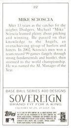 2003 Topps 205 - Sovereign #22 Mike Scioscia Back