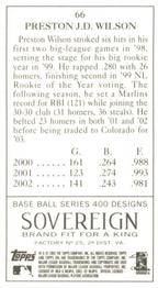 2003 Topps 205 - Sovereign #66 Preston Wilson Back