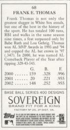 2003 Topps 205 - Sovereign #68 Frank Thomas Back