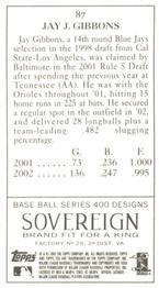 2003 Topps 205 - Sovereign #87 Jay Gibbons Back
