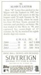 2003 Topps 205 - Sovereign #95 Al Leiter Back