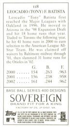 2003 Topps 205 - Sovereign #118 Tony Batista Back