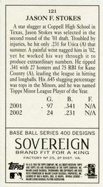 2003 Topps 205 - Sovereign #121 Jason Stokes Back