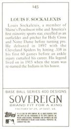 2003 Topps 205 - Sovereign #145 Louis Sockalexis Back