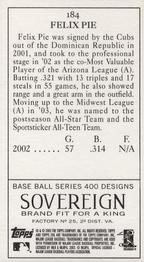 2003 Topps 205 - Sovereign #184 Felix Pie Back