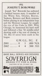 2003 Topps 205 - Sovereign #265 Joe Borowski Back