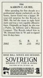 2003 Topps 205 - Sovereign #294 Aaron Guiel Back