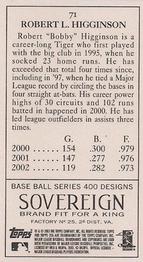 2003 Topps 205 - Sovereign #71 Bobby Higginson Back
