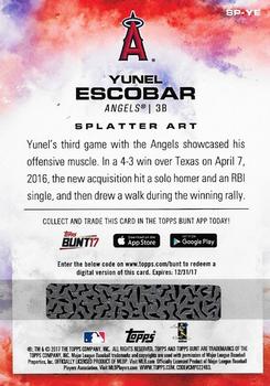 2017 Topps Bunt - Splatter Art #SP-YE Yunel Escobar Back
