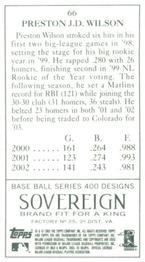 2003 Topps 205 - Sovereign Green #66 Preston Wilson Back