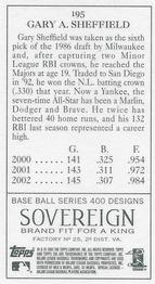 2003 Topps 205 - Sovereign Green #195 Gary Sheffield Back