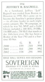 2003 Topps 205 - Sovereign Green #204 Jeff Bagwell Back