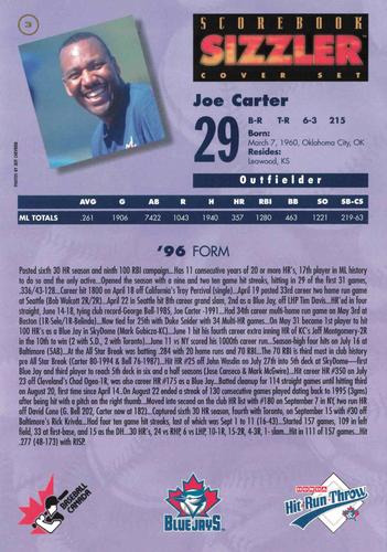 1997 Scorebook Sizzler Toronto Blue Jays #3 Joe Carter Back