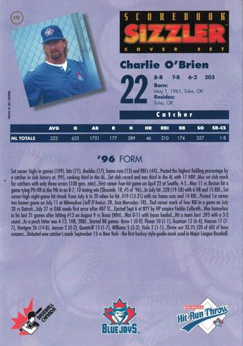 1997 Scorebook Sizzler Toronto Blue Jays #15 Charlie O'Brien Back