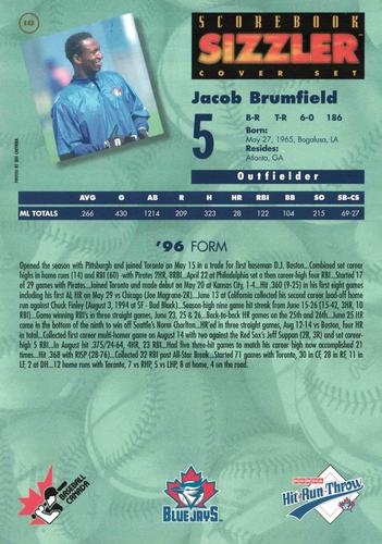 1997 Scorebook Sizzler Toronto Blue Jays #18 Jacob Brumfield Back