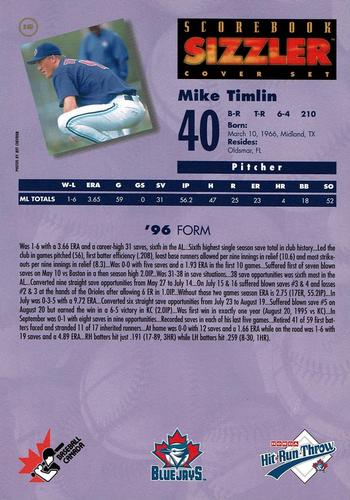 1997 Scorebook Sizzler Toronto Blue Jays #19 Mike Timlin Back