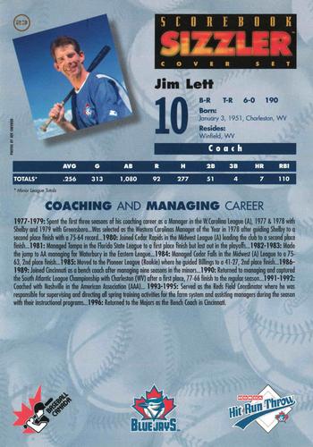 1997 Scorebook Sizzler Toronto Blue Jays #23 Jim Lett Back