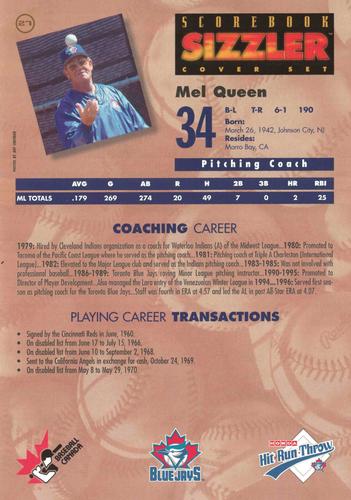 1997 Scorebook Sizzler Toronto Blue Jays #27 Mel Queen Back