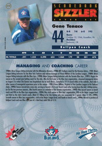 1997 Scorebook Sizzler Toronto Blue Jays #28 Gene Tenace Back
