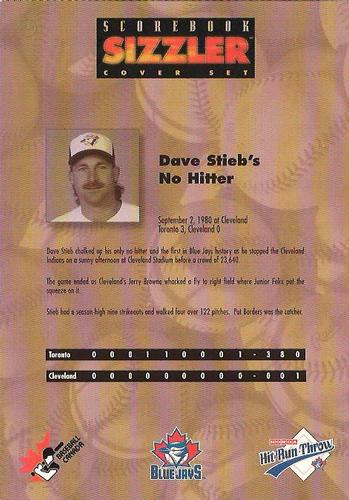 1997 Scorebook Sizzler Toronto Blue Jays #33 Dave Stieb Back